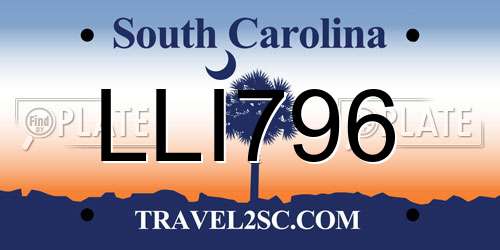 LLI796 South Carolina License Plate