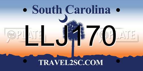 LLJ170 South Carolina License Plate