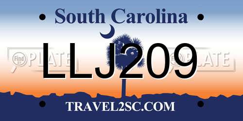 LLJ209 South Carolina License Plate