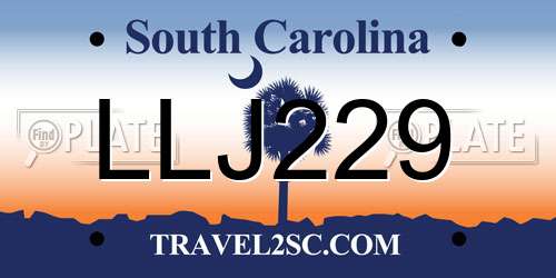 LLJ229 South Carolina License Plate