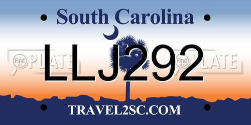 LLJ292 South Carolina License Plate