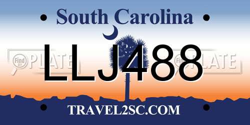 LLJ488 South Carolina License Plate