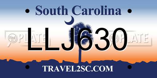 LLJ630 South Carolina License Plate