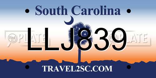 LLJ839 South Carolina License Plate