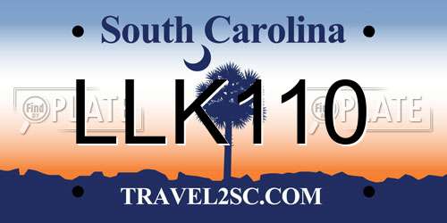 LLK110 South Carolina License Plate