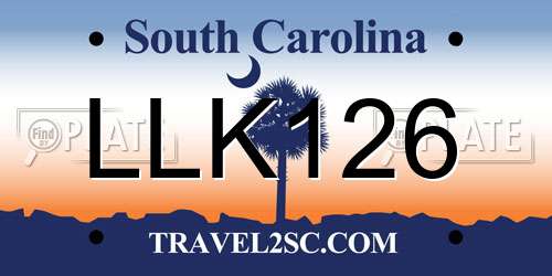 LLK126 South Carolina License Plate