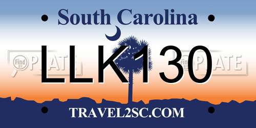 LLK130 South Carolina License Plate