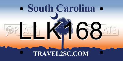 LLK168 South Carolina License Plate