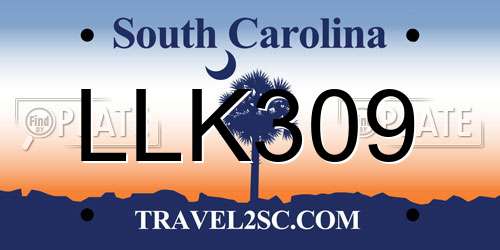 LLK309 South Carolina License Plate