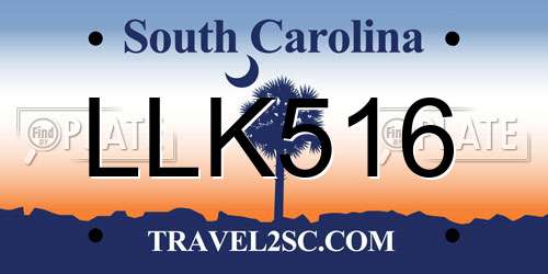 LLK516 South Carolina License Plate