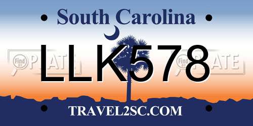 LLK578 South Carolina License Plate