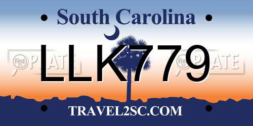 LLK779 South Carolina License Plate