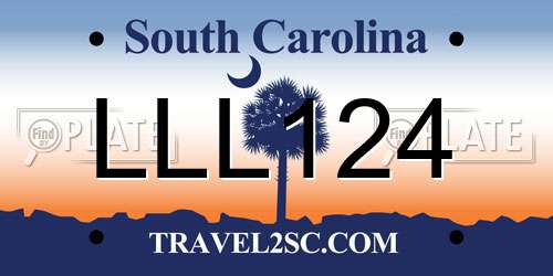 LLL124 South Carolina License Plate