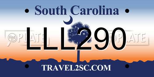 LLL290 South Carolina License Plate
