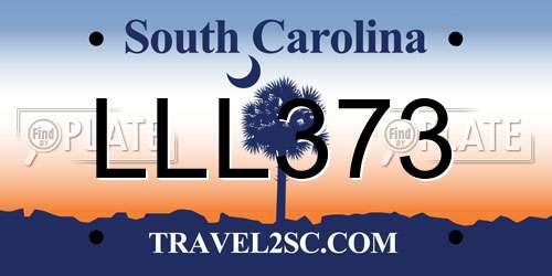 LLL373 South Carolina License Plate