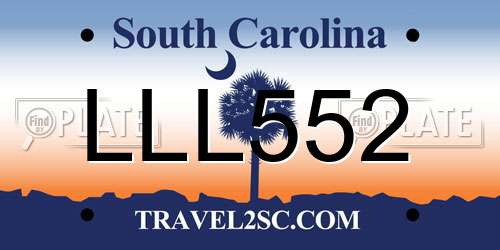 LLL552 South Carolina License Plate