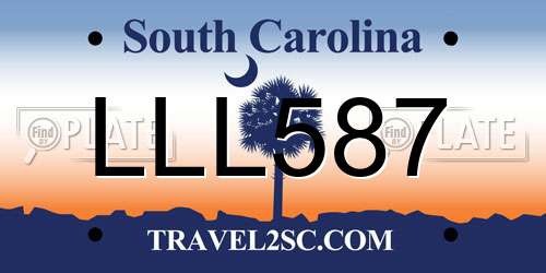 LLL587 South Carolina License Plate