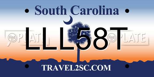 LLL58T South Carolina License Plate