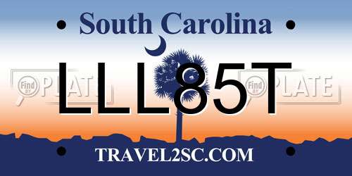 LLL85T South Carolina License Plate