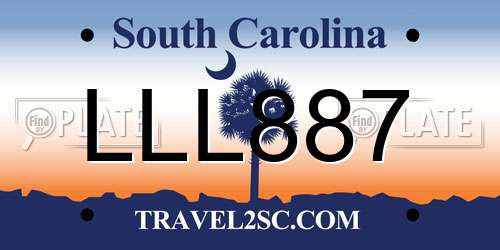 LLL887 South Carolina License Plate