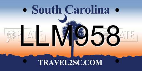 LLM958 South Carolina License Plate