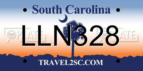 LLN328 South Carolina License Plate