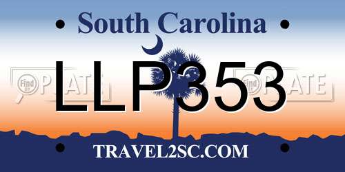 LLP353 South Carolina License Plate