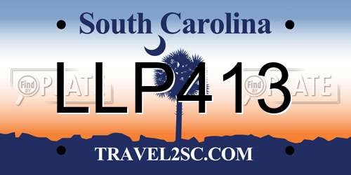 LLP413 South Carolina License Plate