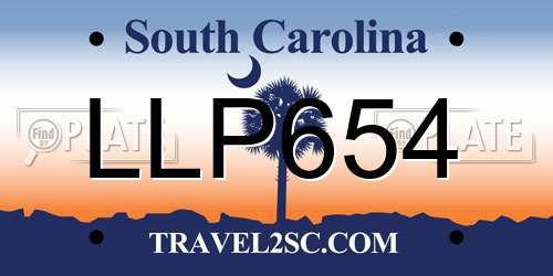 LLP654 South Carolina License Plate