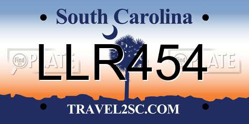 LLR454 South Carolina License Plate