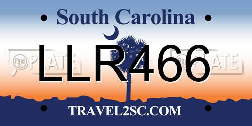 LLR466 South Carolina License Plate