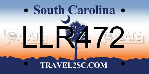 LLR472 South Carolina License Plate
