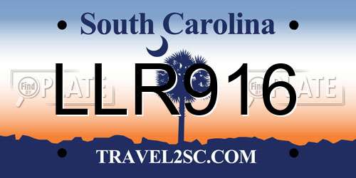 LLR916 South Carolina License Plate