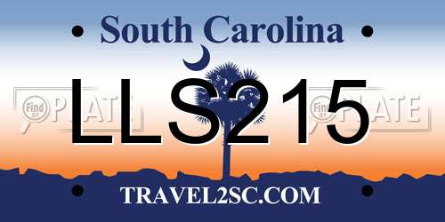 LLS215 South Carolina License Plate