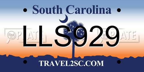LLS929 South Carolina License Plate