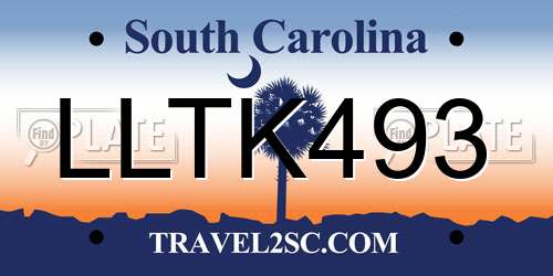 LLTK493 South Carolina License Plate