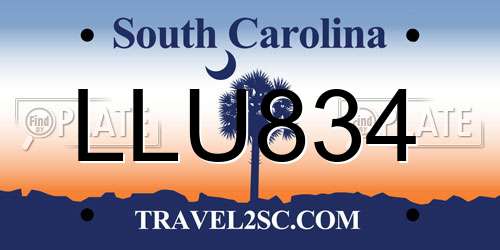 LLU834 South Carolina License Plate