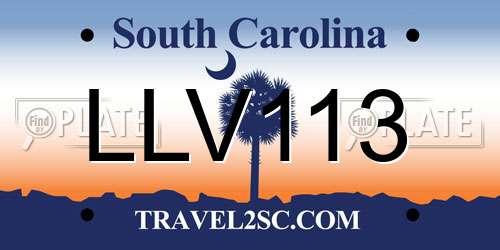 LLV113 South Carolina License Plate