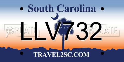 LLV732 South Carolina License Plate