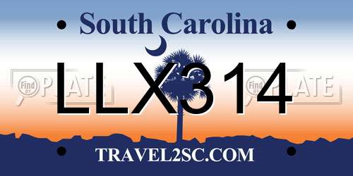 LLX314 South Carolina License Plate