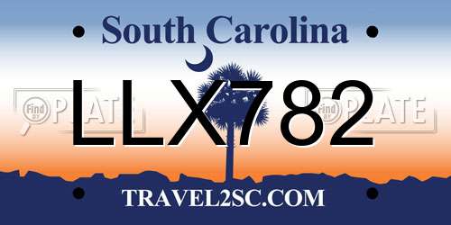 LLX782 South Carolina License Plate