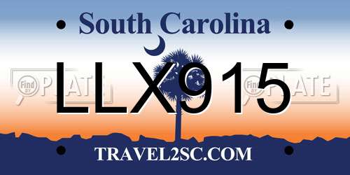 LLX915 South Carolina License Plate