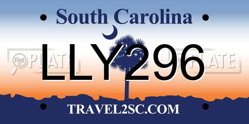 LLY296 South Carolina License Plate