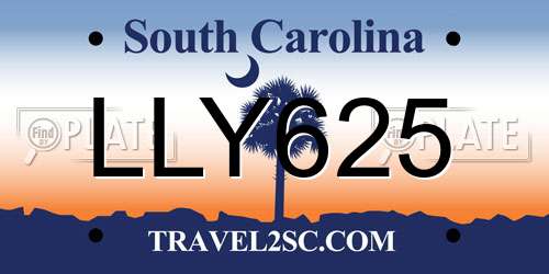 LLY625 South Carolina License Plate
