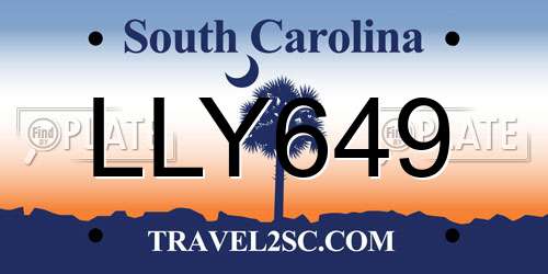 LLY649 South Carolina License Plate
