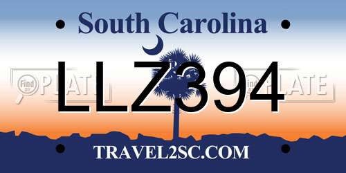 LLZ394 South Carolina License Plate