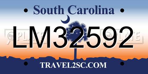 LM32592 South Carolina License Plate