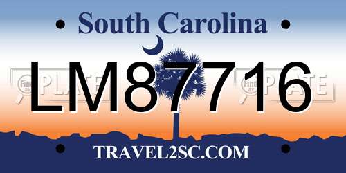 LM87716 South Carolina License Plate
