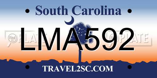 LMA592 South Carolina License Plate