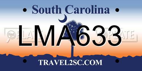 LMA633 South Carolina License Plate